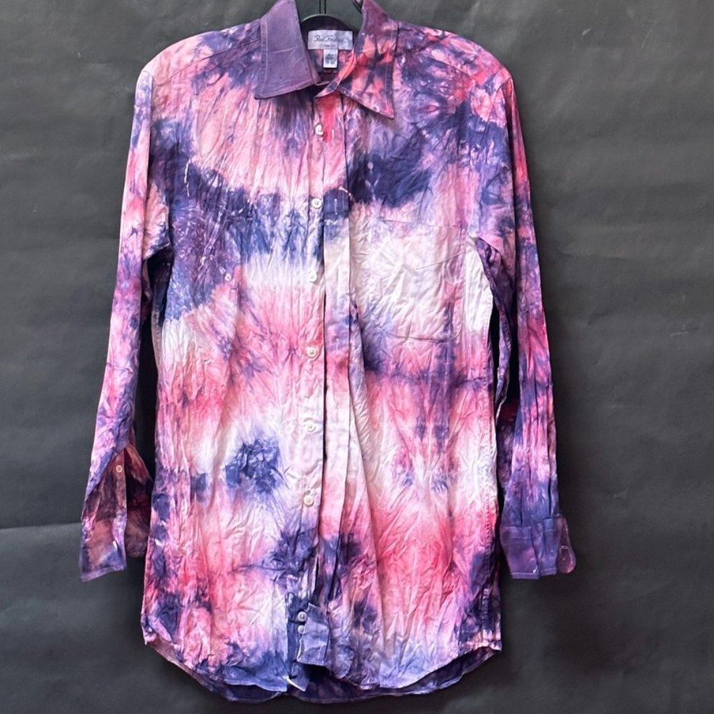 Paul Fredrick Purple and Pink Tie-Dye Dress Shirt